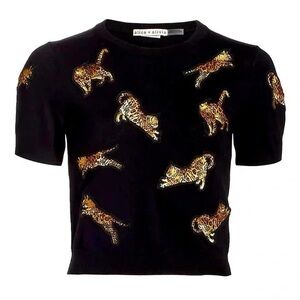 Alice + Olivia Ciara Bengal Embroidered Sweater size M